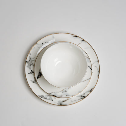Aurora | Marmerlook Serviessæt Porcelæn