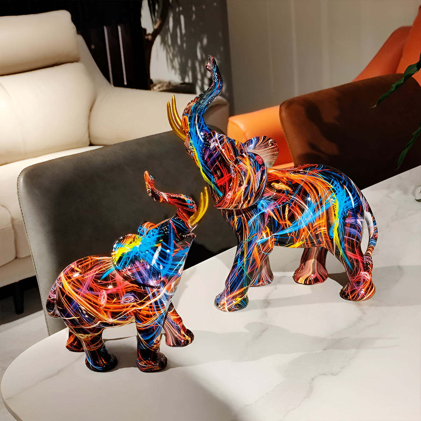 Amara | Farverig Elefant Skulptur