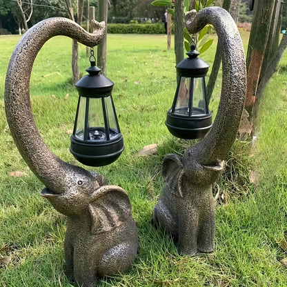Ellora | Solcelledrevet Havelampe med Elefant & Lygte