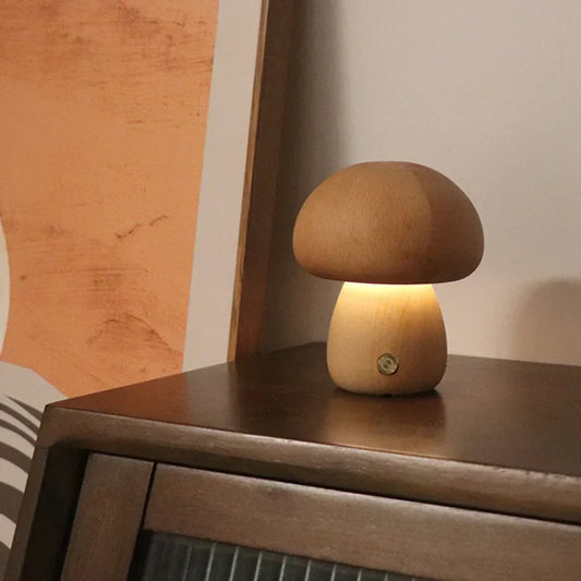 MushLume | Træ LED Bordlampe