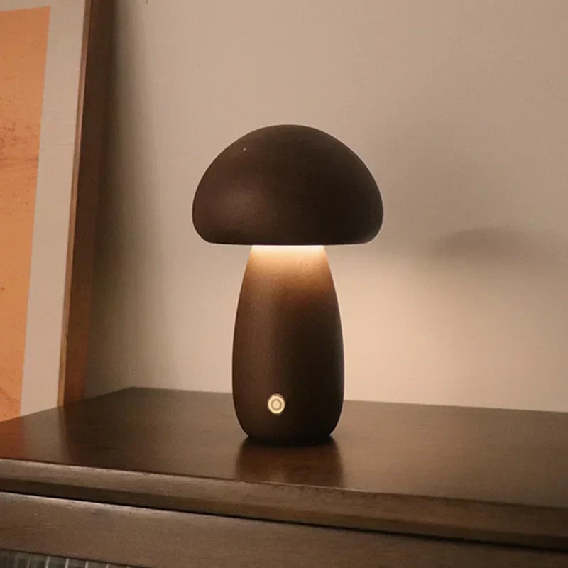 MushLume | Træ LED Bordlampe