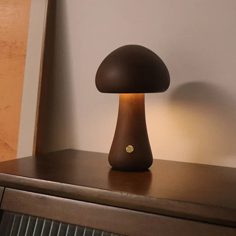 MushLume | Træ LED Bordlampe