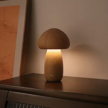MushLume | Træ LED Bordlampe