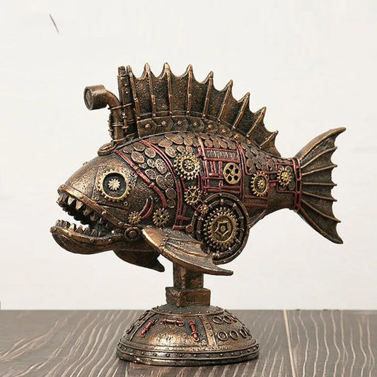 Aetheris | Steampunk Fisk Skulptur Mekanisk