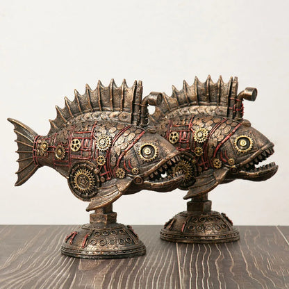 Aetheris | Steampunk Fisk Skulptur Mekanisk