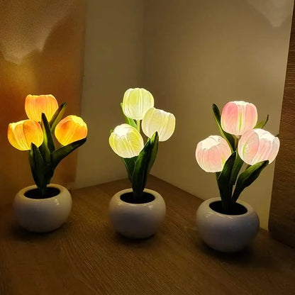 Tulumi | LED Tulipan Natlampe i Krukke