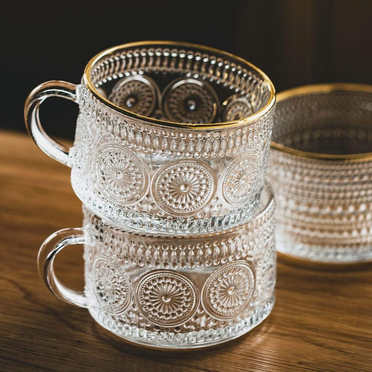 Vintessa | Graverede Glas Krus med Håndtag