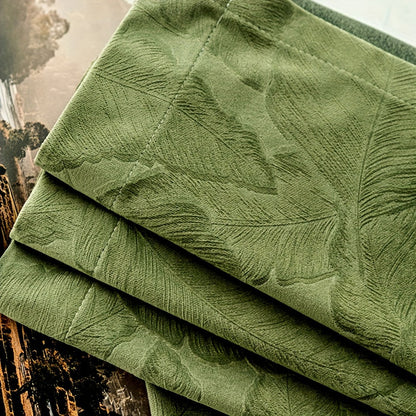 Aveline | Velvet Gardiner med Fjer Mønster