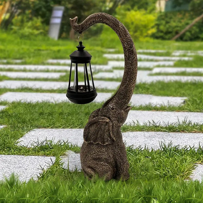 Ellora | Solcelledrevet Havelampe med Elefant & Lygte