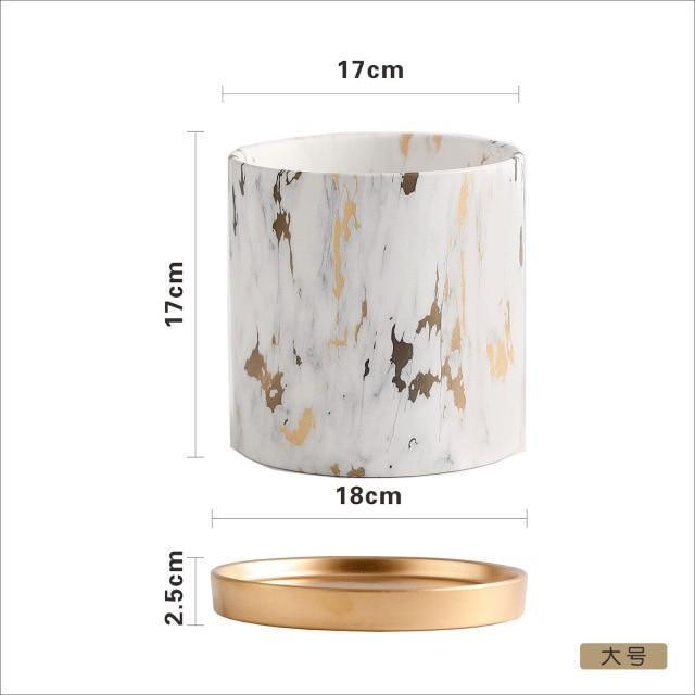 Marbela | Marmor Urtepotte med Guldfod Elegant