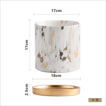 Marbela | Marmor Urtepotte med Guldfod Elegant