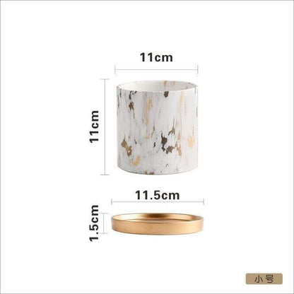 Marbela | Marmor Urtepotte med Guldfod Elegant
