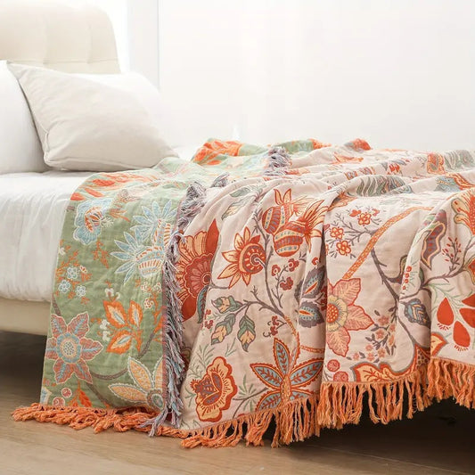 Solaya | Boho Plaid med Blomstermønster