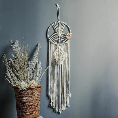 Selunea | Macramé Vægdekoration Måne & Stjerne med LED