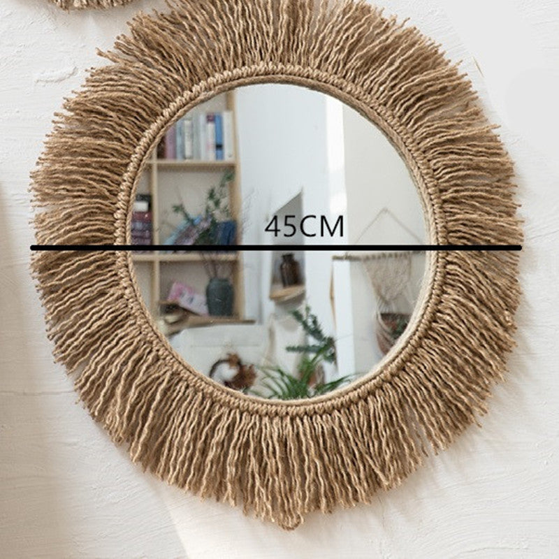 Solvinda | Rund Boho Spejl med Jutekant