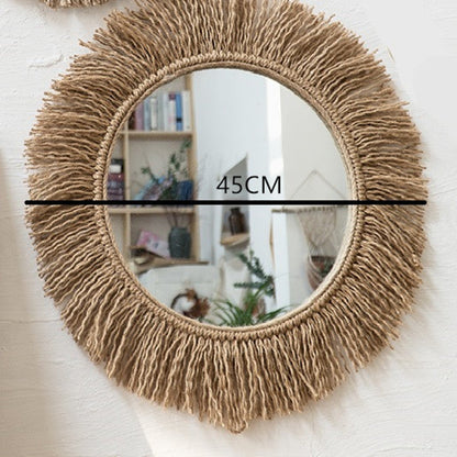 Solvinda | Rund Boho Spejl med Jutekant