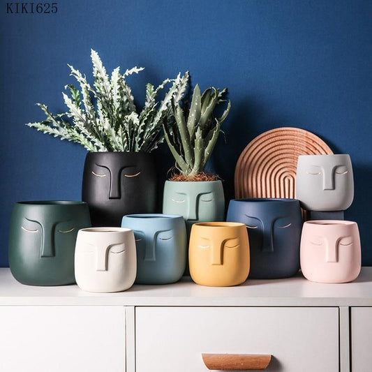 Visagio | Keramisk Krukke med Ansigt i Moderne Stil