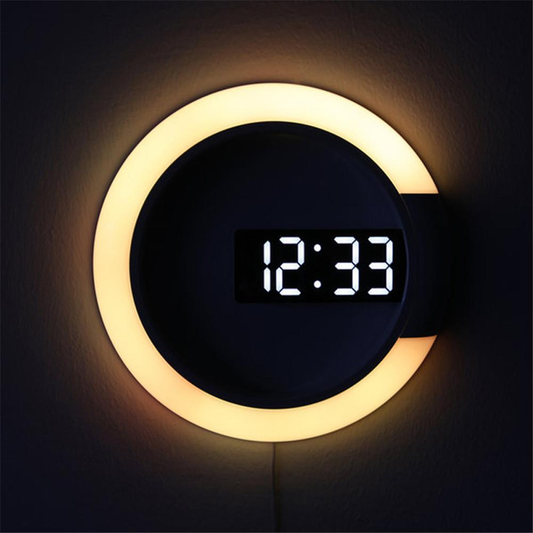 Lumora | LED Vægur med RGB-Lys & Fjernbetjening
