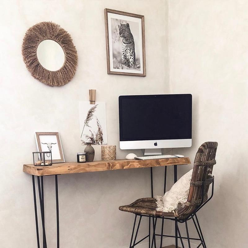 Solvinda | Rund Boho Spejl med Jutekant